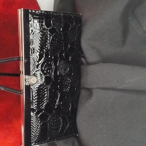 P19- 👌Black Shiny Embossed Printed Clutch/Wallet